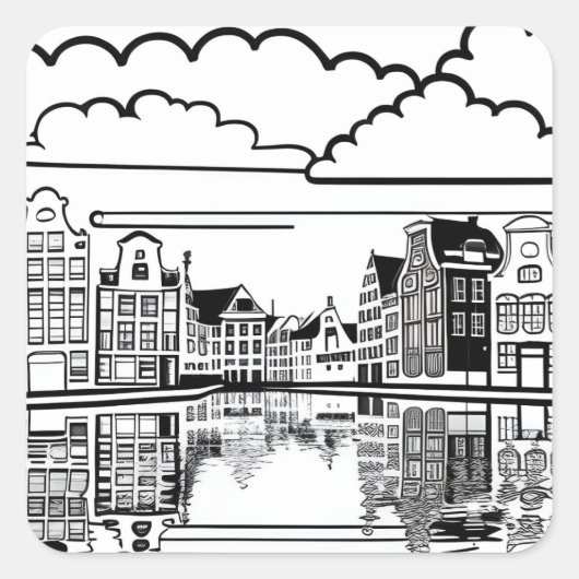 Minimalistisch Amsterdam Vierkante Sticker (Voorkant)