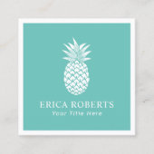 Minimalistisch anananas Logo Turquoise Vierkante Visitekaartje (Voorkant)