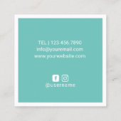 Minimalistisch anananas Logo Turquoise Vierkante Visitekaartje (Achterkant)