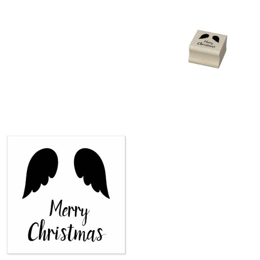 Minimalistisch Angel wingt vrolijk kerstfeest. Rubberstempel (Gestempeld)