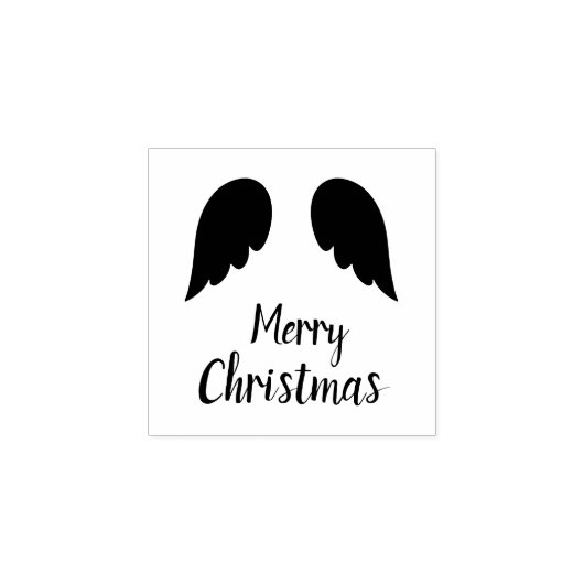 Minimalistisch Angel wingt vrolijk kerstfeest. Rubberstempel (Afrduk)