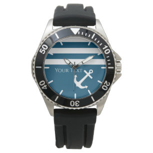 Minimalistisch anker- en Stripes-geluid Horloge