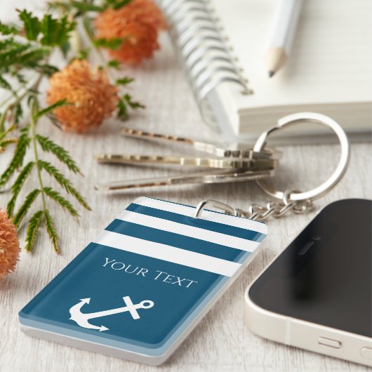 Minimalistisch anker- en Stripes-geluid Sleutelhanger (Voorkant Rechts)