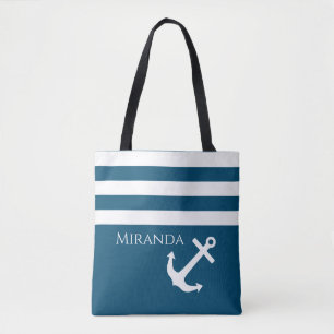 Minimalistisch anker- en Stripes-geluid Tote Bag