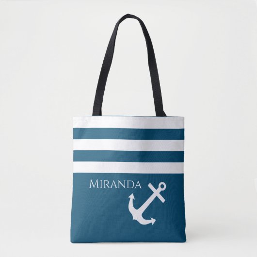 Minimalistisch anker- en Stripes-geluid Tote Bag (Voorkant)