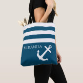 Minimalistisch anker- en Stripes-geluid Tote Bag (Dichtbij)