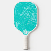 Minimalistisch Aqua Blauw en Wit Modern Monogram Pickleball Paddle (Voorkant)
