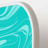 Minimalistisch Aqua Blauw en Wit Modern Monogram Pickleball Paddle (Links Detail)