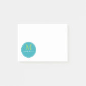 Minimalistisch Aqua Monogram Post-it® Notes (Voorkant)