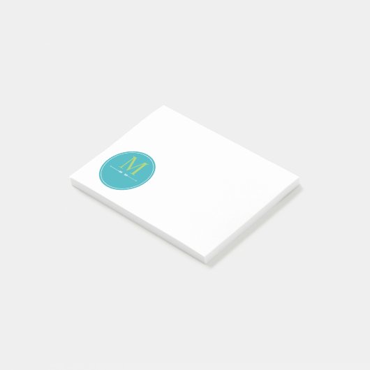 Minimalistisch Aqua Monogram Post-it® Notes (Schuin)