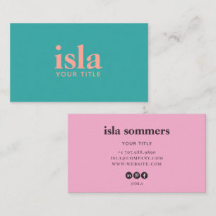 Minimalistisch Aqua Roze Typografie Logo Visitekaartje