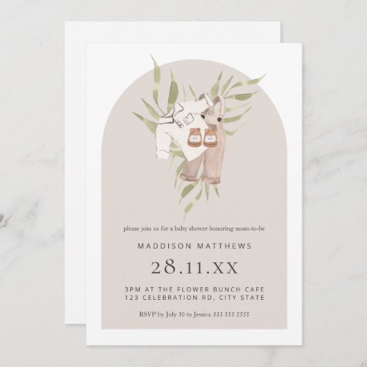 Minimalistisch Arch Waterverf Boy Boho Baby shower Kaart (Voorkant / Achterkant)