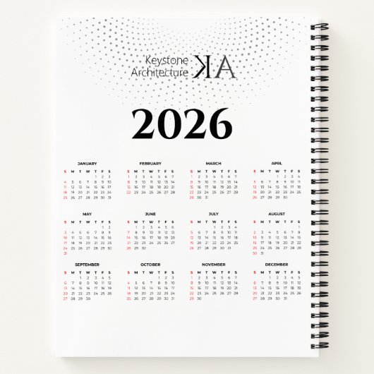 Minimalistisch architectuurjournaal met kalender 2 notitieboek (Achterkant)