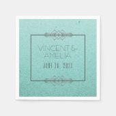 Minimalistisch Art Deco Blue Custom Wedding Paper Servet (Voorkant)