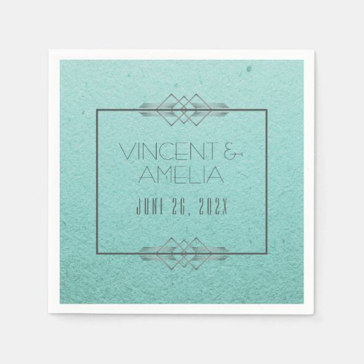 Minimalistisch Art Deco Blue Custom Wedding Paper Servet (Voorkant)