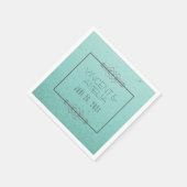 Minimalistisch Art Deco Blue Custom Wedding Paper Servet (Hoek)