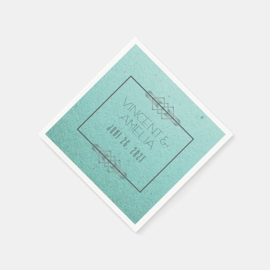 Minimalistisch Art Deco Blue Custom Wedding Paper Servet (Hoek)
