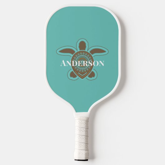 Minimalistisch Australisch Aboriginaal Zee Schildp Pickleball Paddle (Achterkant)