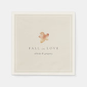 Minimalistisch Autumn Leaf "Herfst in liefde", gep Servet (Voorkant)