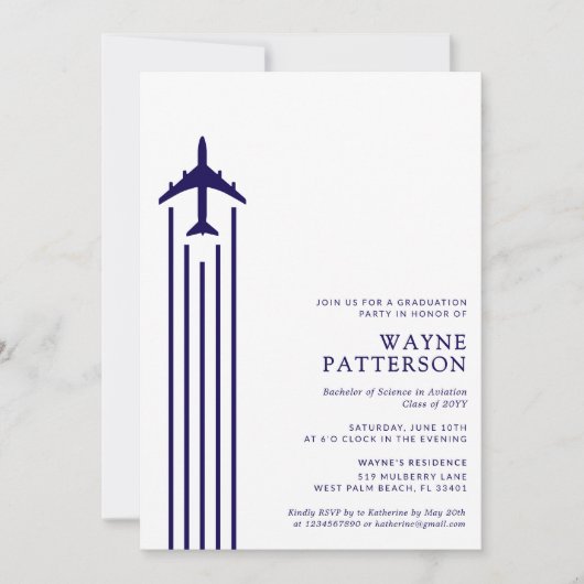 Minimalistisch Aviation Flight School Pilot Afstud Kaart (Voorkant)