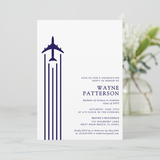 Minimalistisch Aviation Flight School Pilot Afstud Kaart (Staand voorkant)