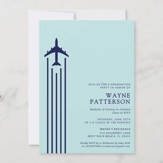 Minimalistisch Aviation Flight School Pilot Afstud Kaart (Voorkant)