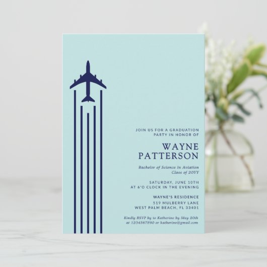 Minimalistisch Aviation Flight School Pilot Afstud Kaart (Staand voorkant)