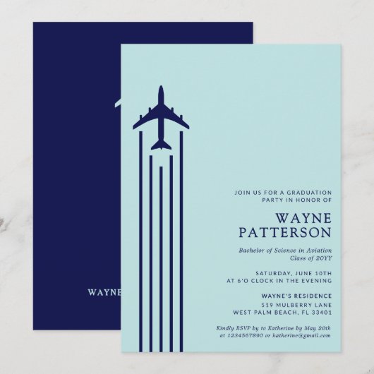 Minimalistisch Aviation Flight School Pilot Afstud Kaart (Voorkant / Achterkant)