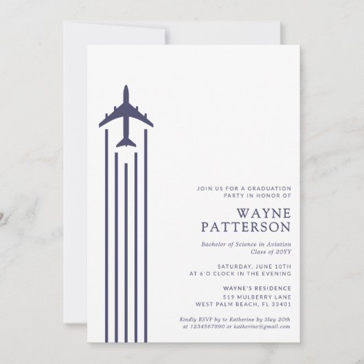 Minimalistisch Aviation Flight School Pilot Afstud Kaart (Voorkant)