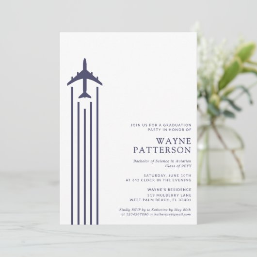 Minimalistisch Aviation Flight School Pilot Afstud Kaart (Staand voorkant)