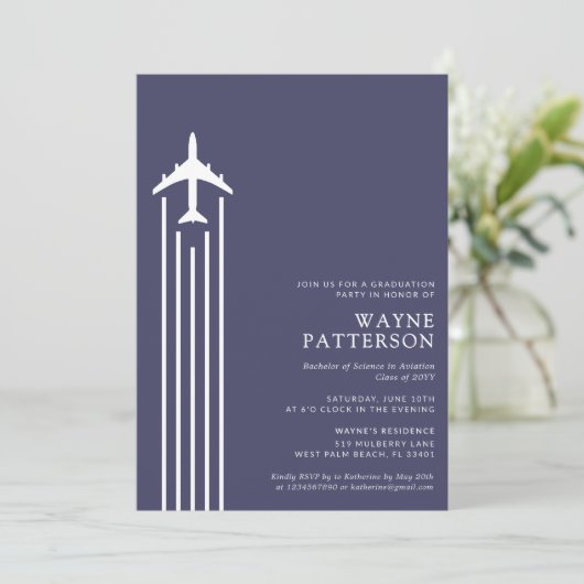 Minimalistisch Aviation Flight School Pilot Afstud Kaart (Staand voorkant)