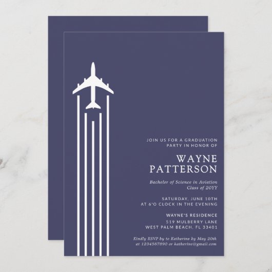 Minimalistisch Aviation Flight School Pilot Afstud Kaart (Voorkant / Achterkant)