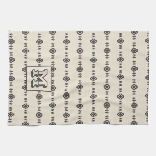 Minimalistisch Azteeks geometrisch tijdloos patroo Theedoek (Horizontaal)