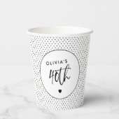 Minimalistisch B&W geometrisch 40e verjaardagsscri Papieren Bekers (Achterkant)