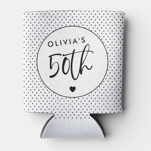 Minimalistisch B&W geometrisch 50e verjaardagsscri Blikjeskoeler (Voorkant)