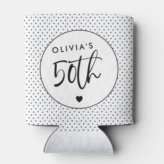 Minimalistisch B&W geometrisch 50e verjaardagsscri Blikjeskoeler (Achterkant)