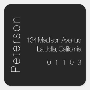 Minimalistisch B&W Square retouradreslabel Vierkante Sticker
