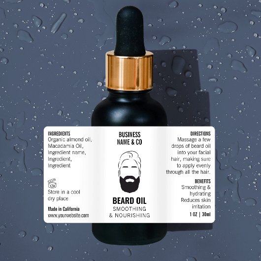 Minimalistisch Baard Olie 1 OZ Fles Waterdicht Lab Labels