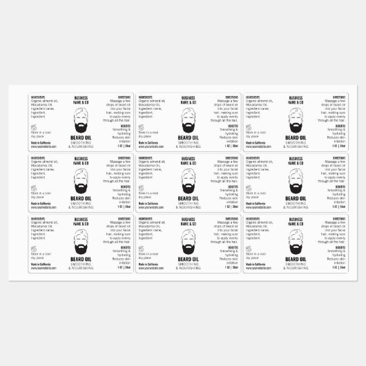 Minimalistisch Baard Olie 1 OZ Fles Waterdicht Lab Labels (Vel)