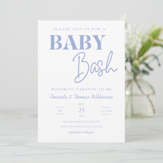 Minimalistisch Baby Bash Koppels Baby shower Kaart (Staand voorkant)