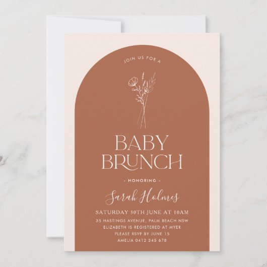 Minimalistisch Baby Brunch Baby shower Kaart (Voorkant)