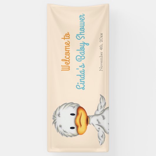 Minimalistisch Baby Duck Gender Neutral Baby showe Spandoek (Verticaal)
