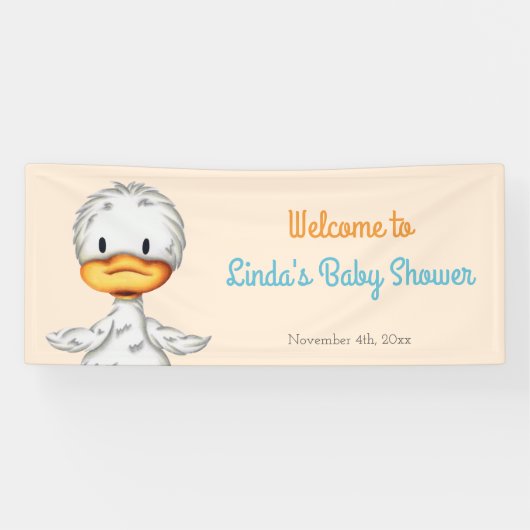 Minimalistisch Baby Duck Gender Neutral Baby showe Spandoek (Horizontaal)