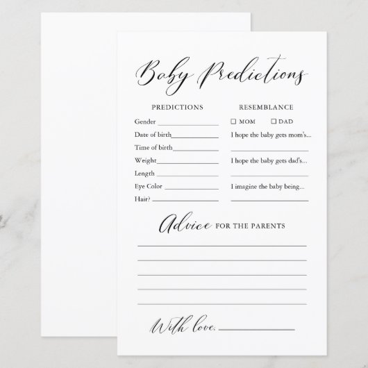 Minimalistisch Baby en advies bij kalligrafie (Voorkant / Achterkant)