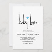 Minimalistisch Baby Love Shower Uitnodiging blauw  (Voorkant)