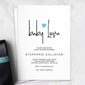 Minimalistisch Baby Love Shower Uitnodiging blauw 