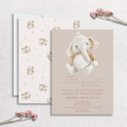 Minimalistisch Baby olifant bruin Baby shower Kaart