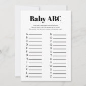 Minimalistisch Baby shower ABC spel Kaart (Voorkant)