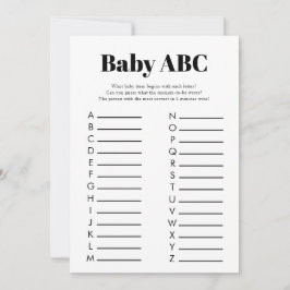Minimalistisch Baby shower ABC spel Kaart