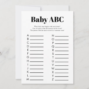 Minimalistisch Baby shower ABC spel Kaart